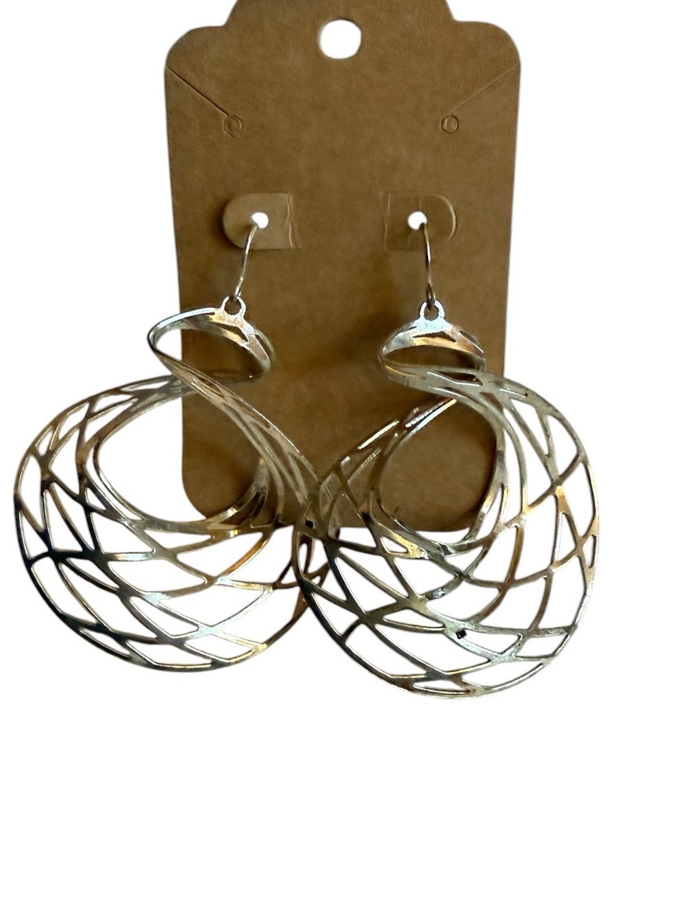Elegant Openwork Spiral Drop Earrings - Silver Tone